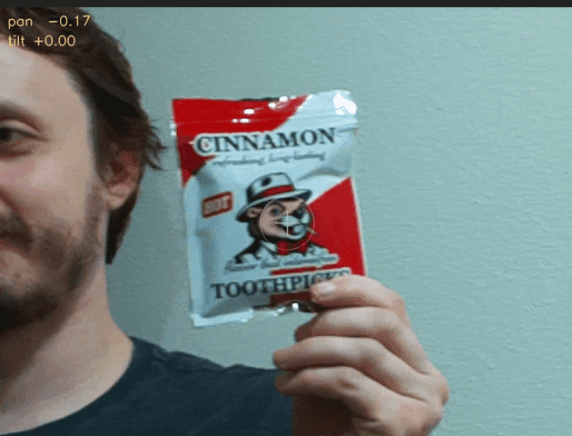 Camera pointing at a bag with a picture of a beaver wearing a hat and chewing a toothpick