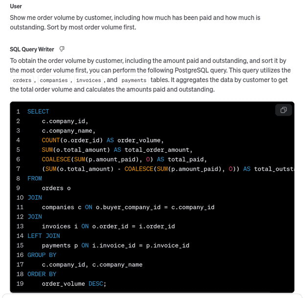 Assistants Playground Customer Volume Query